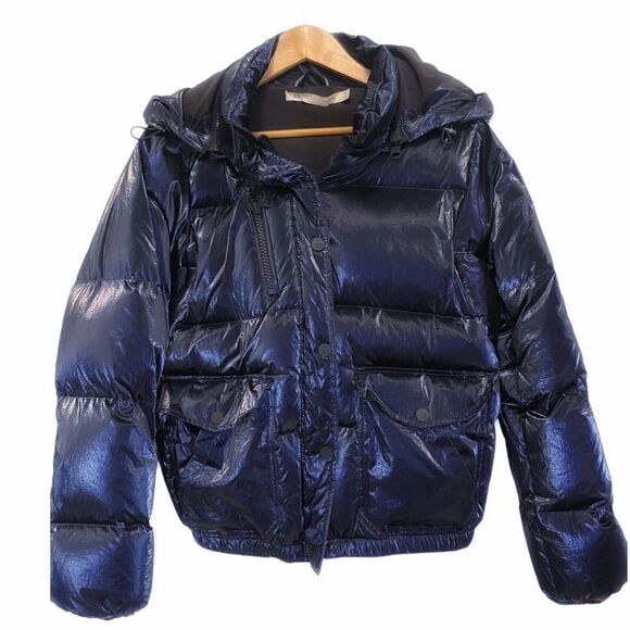 Blanc Noir Navy Reflective Puffer Jacket - Picture 5 of 12
